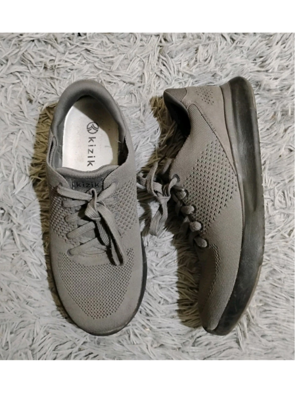 Kizik Lima Womens Sz 10 Mens Sz 8.5 Graphite Gray Knit Comfort Hands Free Shoes